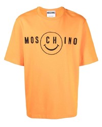 orange bedrucktes T-Shirt mit einem Rundhalsausschnitt von Moschino