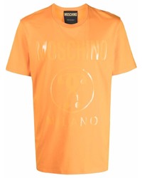 orange bedrucktes T-Shirt mit einem Rundhalsausschnitt von Moschino