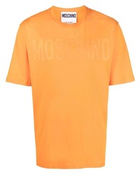 orange bedrucktes T-Shirt mit einem Rundhalsausschnitt von Moschino