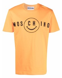 orange bedrucktes T-Shirt mit einem Rundhalsausschnitt von Moschino