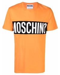 orange bedrucktes T-Shirt mit einem Rundhalsausschnitt von Moschino