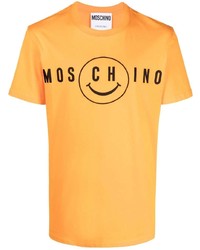 orange bedrucktes T-Shirt mit einem Rundhalsausschnitt von Moschino