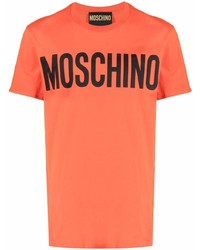 orange bedrucktes T-Shirt mit einem Rundhalsausschnitt von Moschino