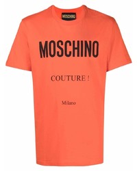 orange bedrucktes T-Shirt mit einem Rundhalsausschnitt von Moschino