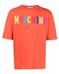 orange bedrucktes T-Shirt mit einem Rundhalsausschnitt von Moschino