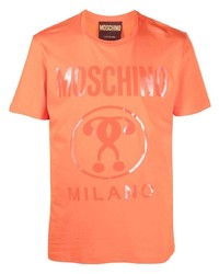 orange bedrucktes T-Shirt mit einem Rundhalsausschnitt von Moschino