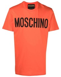 orange bedrucktes T-Shirt mit einem Rundhalsausschnitt von Moschino