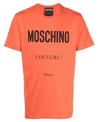 orange bedrucktes T-Shirt mit einem Rundhalsausschnitt von Moschino