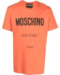 orange bedrucktes T-Shirt mit einem Rundhalsausschnitt von Moschino