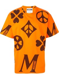 orange bedrucktes T-Shirt mit einem Rundhalsausschnitt von Moschino