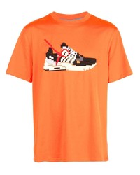 orange bedrucktes T-Shirt mit einem Rundhalsausschnitt von Mostly Heard Rarely Seen 8-Bit