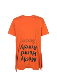 orange bedrucktes T-Shirt mit einem Rundhalsausschnitt von Mostly Heard Rarely Seen