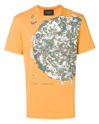 orange bedrucktes T-Shirt mit einem Rundhalsausschnitt von Mr & Mrs Italy