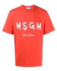 orange bedrucktes T-Shirt mit einem Rundhalsausschnitt von MSGM