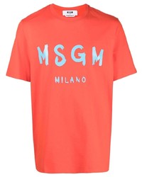 orange bedrucktes T-Shirt mit einem Rundhalsausschnitt von MSGM