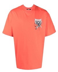 orange bedrucktes T-Shirt mit einem Rundhalsausschnitt von MSGM