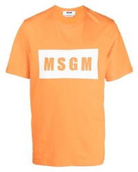 orange bedrucktes T-Shirt mit einem Rundhalsausschnitt von MSGM