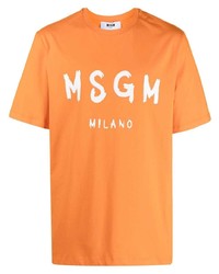 orange bedrucktes T-Shirt mit einem Rundhalsausschnitt von MSGM