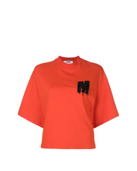 orange bedrucktes T-Shirt mit einem Rundhalsausschnitt von MSGM