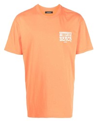 orange bedrucktes T-Shirt mit einem Rundhalsausschnitt von Nahmias