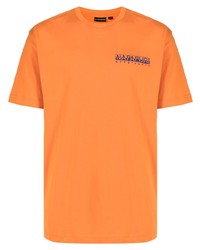 orange bedrucktes T-Shirt mit einem Rundhalsausschnitt von Napapijri