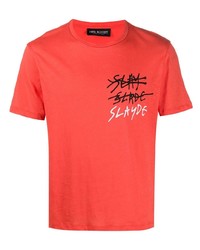 orange bedrucktes T-Shirt mit einem Rundhalsausschnitt von Neil Barrett
