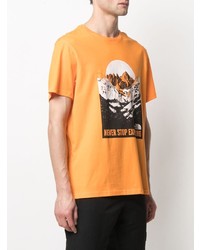 orange bedrucktes T-Shirt mit einem Rundhalsausschnitt von The North Face