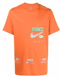 orange bedrucktes T-Shirt mit einem Rundhalsausschnitt von Nike