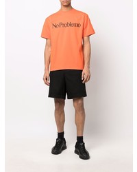 orange bedrucktes T-Shirt mit einem Rundhalsausschnitt von Aries