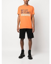 orange bedrucktes T-Shirt mit einem Rundhalsausschnitt von DSQUARED2