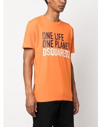 orange bedrucktes T-Shirt mit einem Rundhalsausschnitt von DSQUARED2