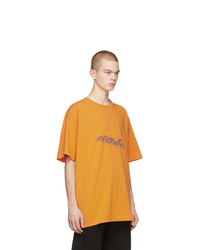 orange bedrucktes T-Shirt mit einem Rundhalsausschnitt von Off-White