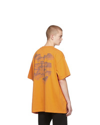 orange bedrucktes T-Shirt mit einem Rundhalsausschnitt von Off-White