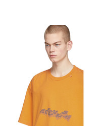 orange bedrucktes T-Shirt mit einem Rundhalsausschnitt von Off-White