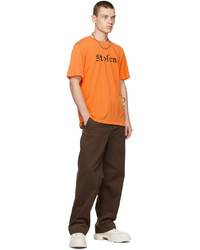 orange bedrucktes T-Shirt mit einem Rundhalsausschnitt von Stolen Girlfriends Club