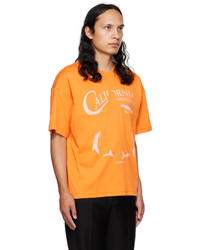 orange bedrucktes T-Shirt mit einem Rundhalsausschnitt von Commission