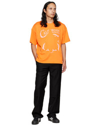 orange bedrucktes T-Shirt mit einem Rundhalsausschnitt von Commission