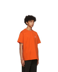 orange bedrucktes T-Shirt mit einem Rundhalsausschnitt von Wooyoungmi