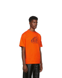 orange bedrucktes T-Shirt mit einem Rundhalsausschnitt von St-Henri