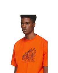 orange bedrucktes T-Shirt mit einem Rundhalsausschnitt von St-Henri