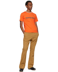 orange bedrucktes T-Shirt mit einem Rundhalsausschnitt von Wales Bonner