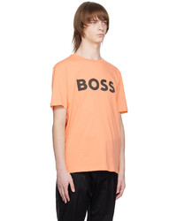 orange bedrucktes T-Shirt mit einem Rundhalsausschnitt von BOSS