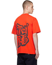 orange bedrucktes T-Shirt mit einem Rundhalsausschnitt von Stray Rats