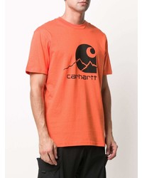 orange bedrucktes T-Shirt mit einem Rundhalsausschnitt von Carhartt WIP