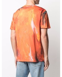 orange bedrucktes T-Shirt mit einem Rundhalsausschnitt von Moschino