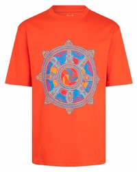 orange bedrucktes T-Shirt mit einem Rundhalsausschnitt von Palace