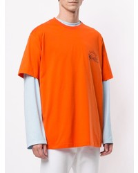 orange bedrucktes T-Shirt mit einem Rundhalsausschnitt von Wooyoungmi