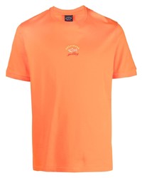 orange bedrucktes T-Shirt mit einem Rundhalsausschnitt von Paul & Shark