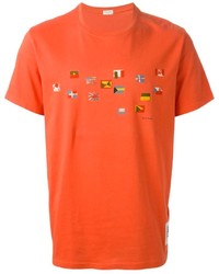 orange bedrucktes T-Shirt mit einem Rundhalsausschnitt von Paul Smith