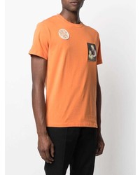 orange bedrucktes T-Shirt mit einem Rundhalsausschnitt von Raf Simons